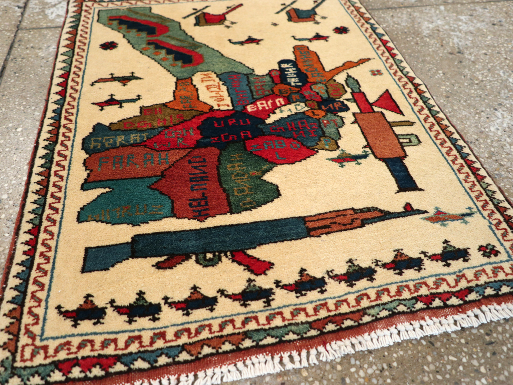 Vintage Afghan Pictorial War Map Rug, No.31625 - Galerie Shabab