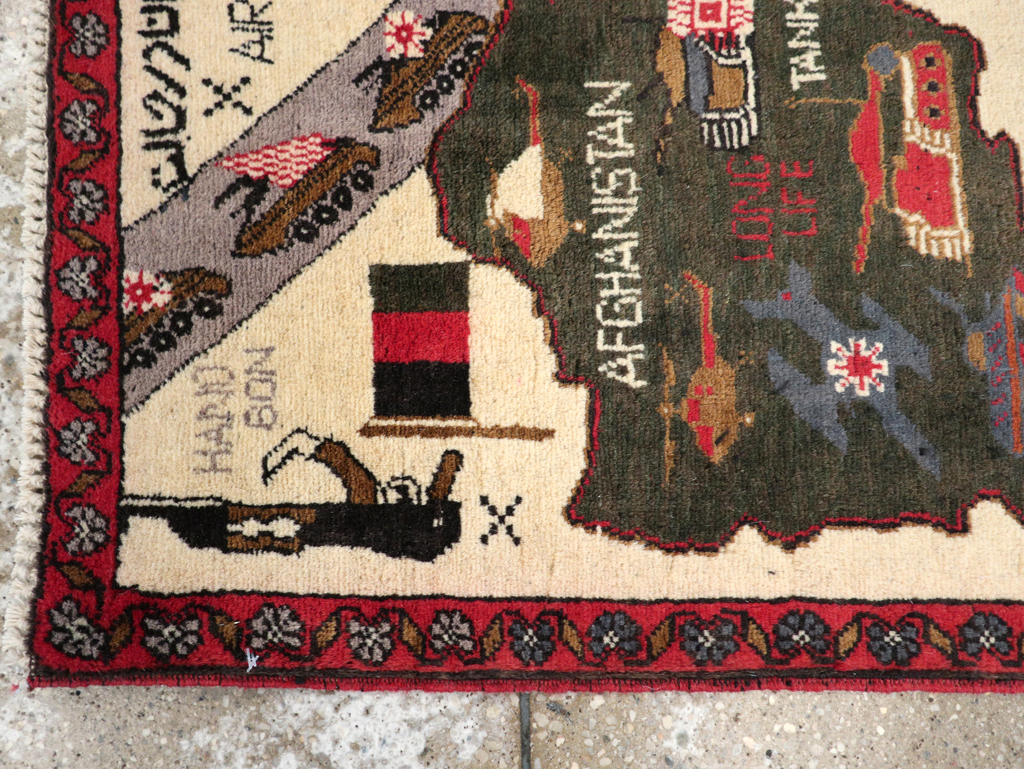 Vintage Afghan Pictorial War Map Rug, No.31626 - Galerie Shabab
