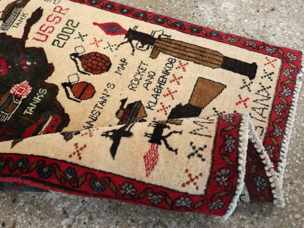 Vintage Afghan Pictorial War Map Rug, No.31626 - Galerie Shabab