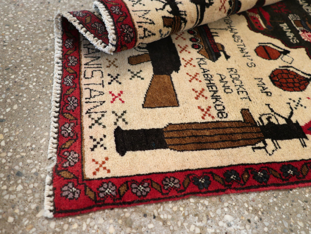Vintage Afghan Pictorial War Map Rug, No.31626 - Galerie Shabab