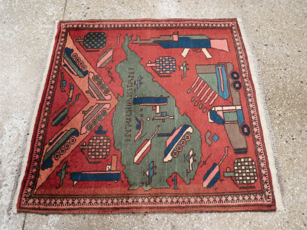 Vintage Afghan Pictorial War Map Rug, No.31627 - Galerie Shabab