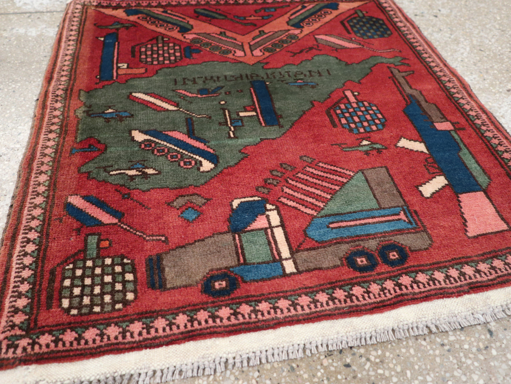 Vintage Afghan Pictorial War Map Rug, No.31627 - Galerie Shabab