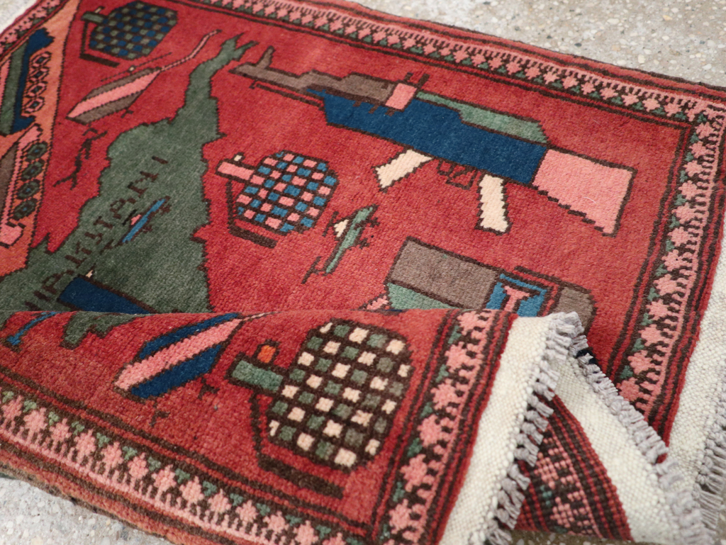 Vintage Afghan Pictorial War Map Rug, No.31627 - Galerie Shabab