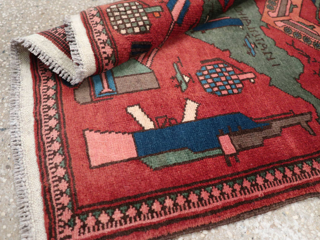 Vintage Afghan Pictorial War Map Rug, No.31627 - Galerie Shabab