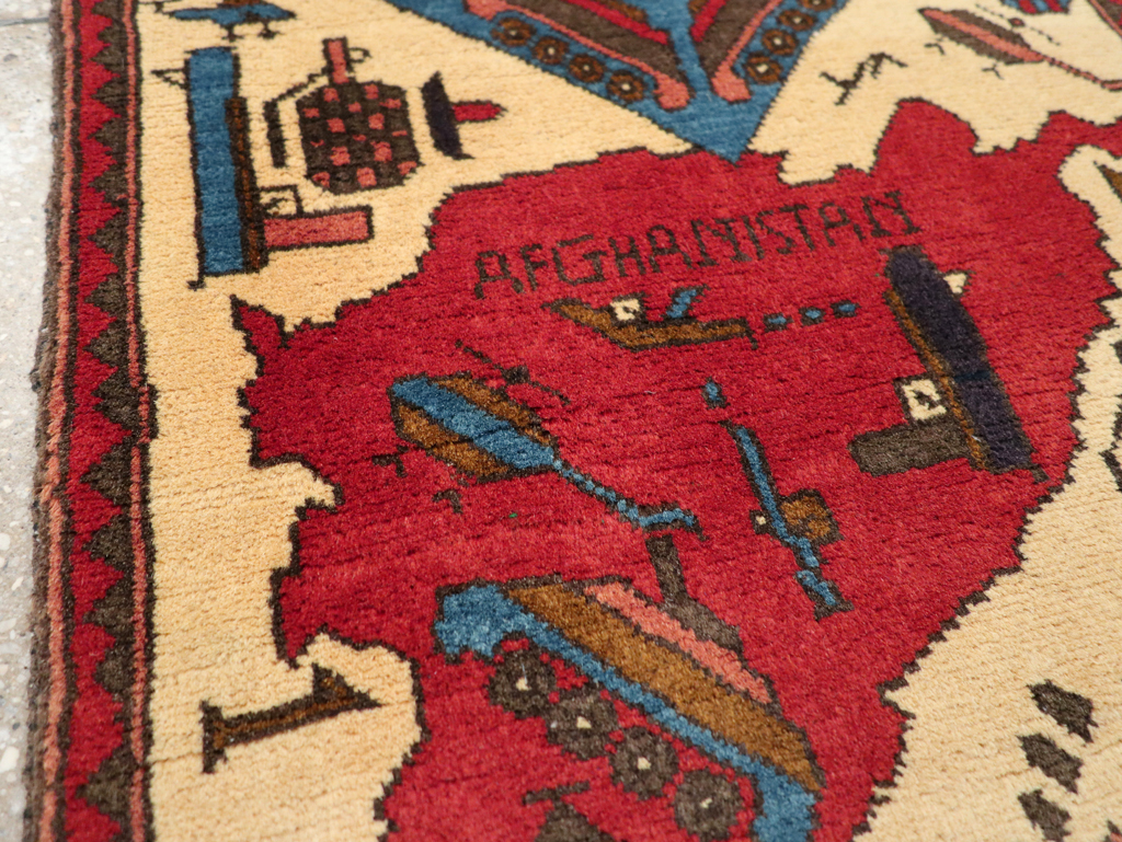 Vintage Afghan Pictorial War Map Rug, No.31628 - Galerie Shabab