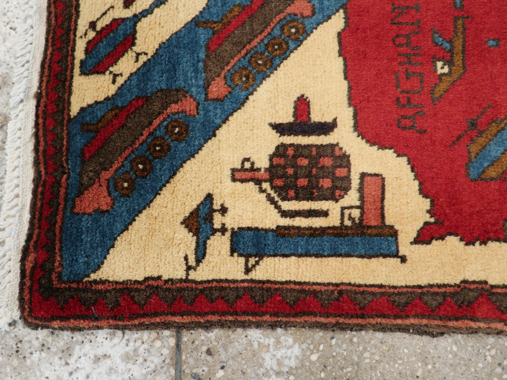 Vintage Afghan Pictorial War Map Rug, No.31628 - Galerie Shabab