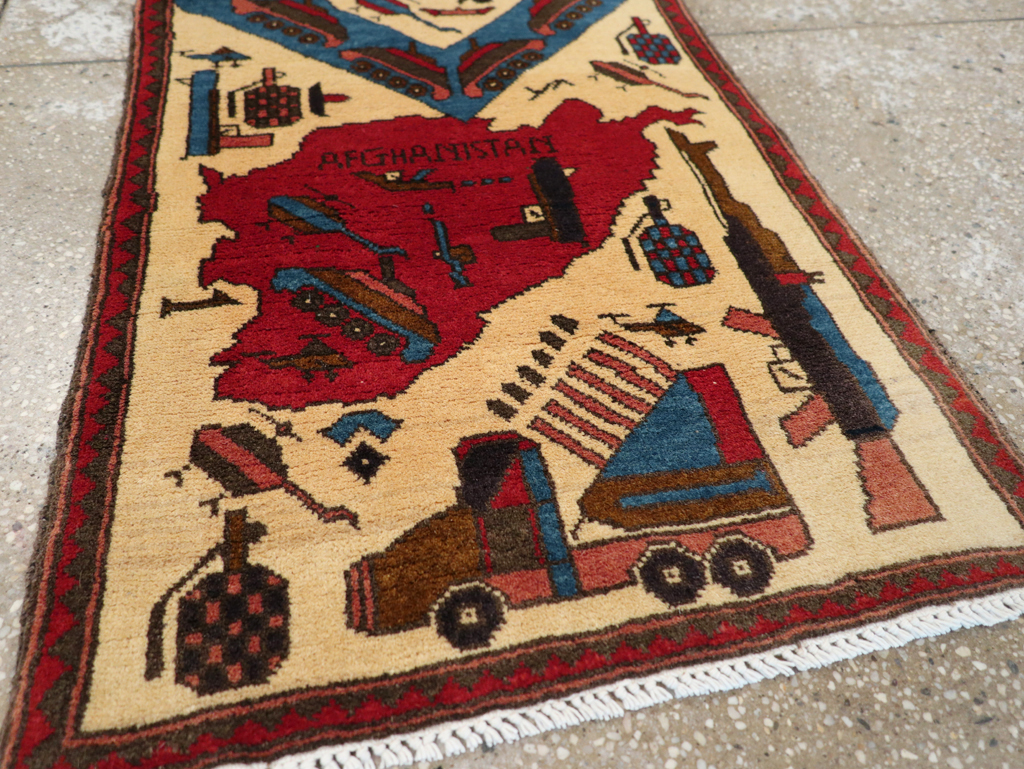 Vintage Afghan Pictorial War Map Rug, No.31628 - Galerie Shabab