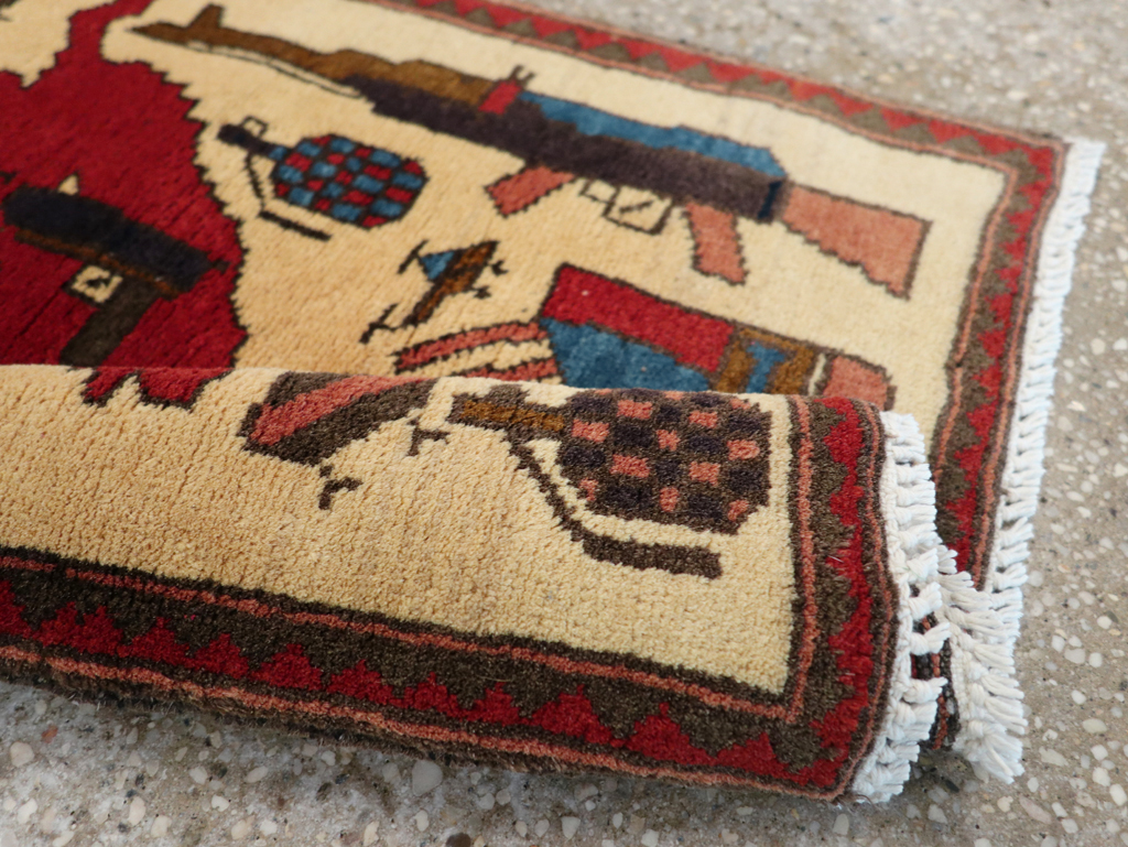Vintage Afghan Pictorial War Map Rug, No.31628 - Galerie Shabab