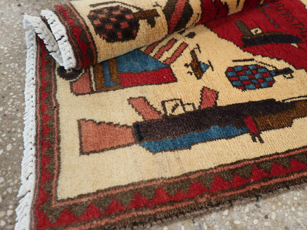 Vintage Afghan Pictorial War Map Rug, No.31628 - Galerie Shabab