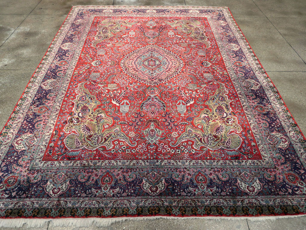 Silk Vintage Persian Tabriz Room Size Carpet, No.31635 - Galerie Shabab