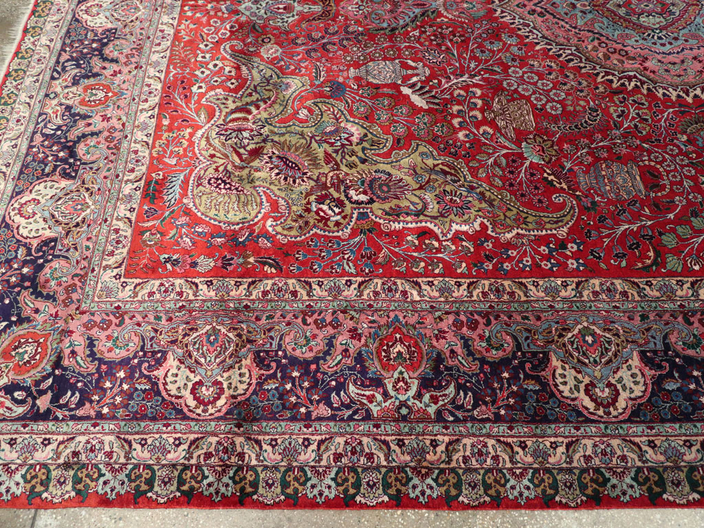 Silk Vintage Persian Tabriz Room Size Carpet, No.31635 - Galerie Shabab
