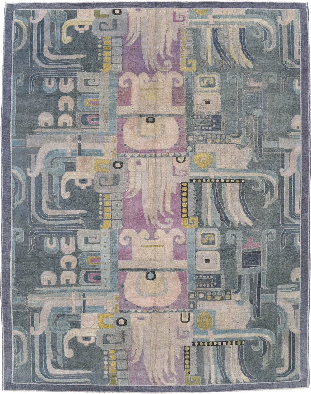 Vintage Turkish Art Deco Room Size Carpet, No.31637 - Galerie Shabab