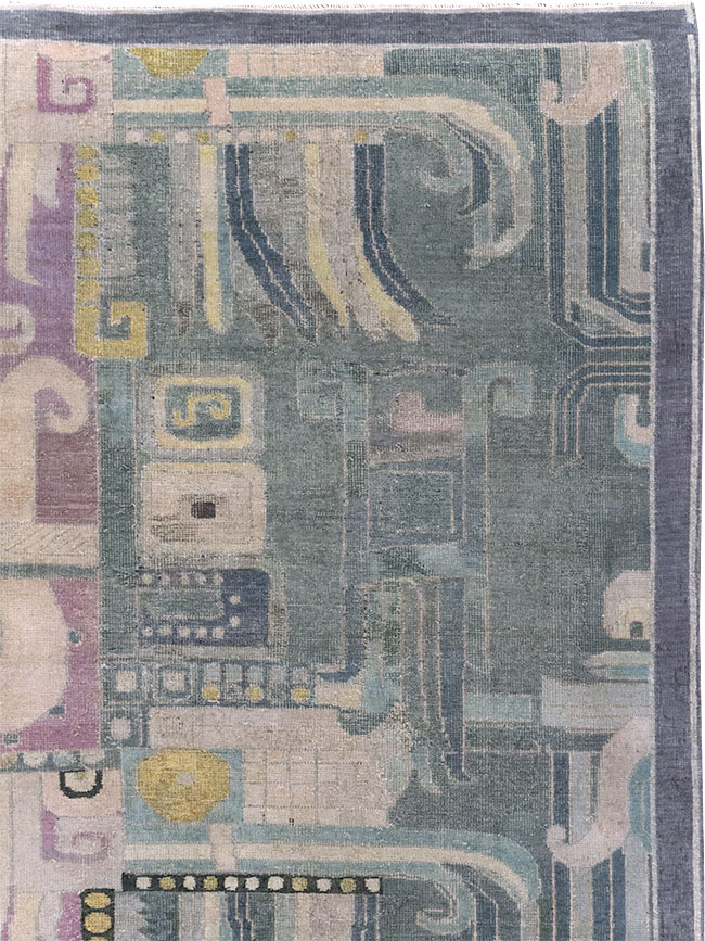 Vintage Turkish Art Deco Room Size Carpet, No.31637 - Galerie Shabab