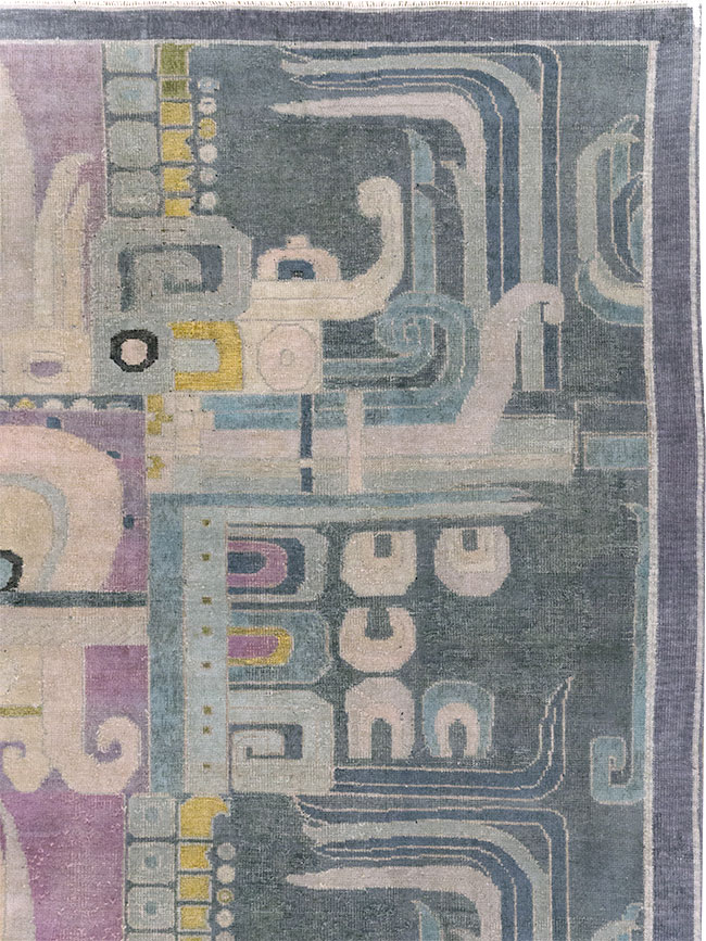 Vintage Turkish Art Deco Room Size Carpet, No.31637 - Galerie Shabab