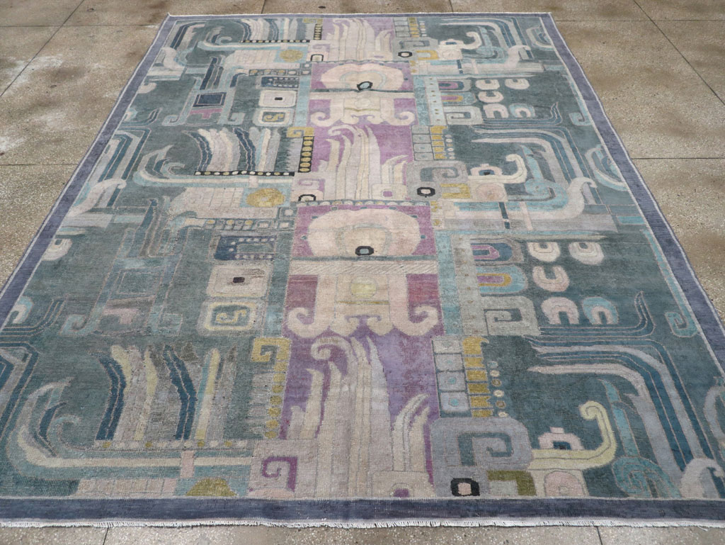Vintage Turkish Art Deco Room Size Carpet, No.31637 - Galerie Shabab