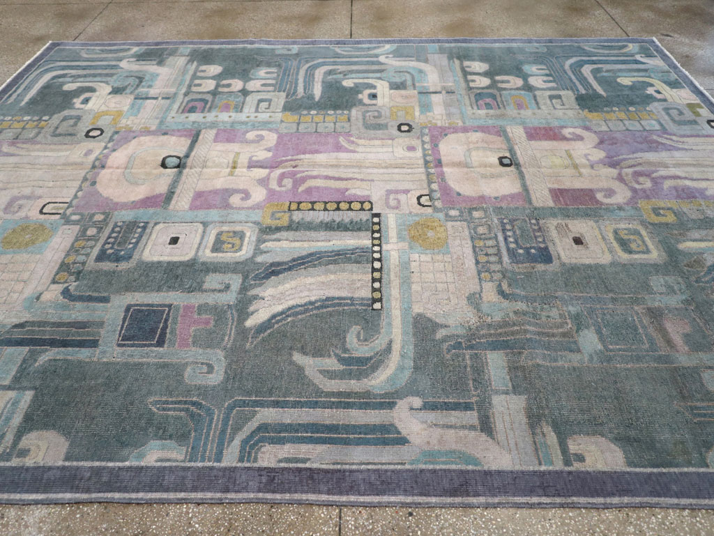 Vintage Turkish Art Deco Room Size Carpet, No.31637 - Galerie Shabab