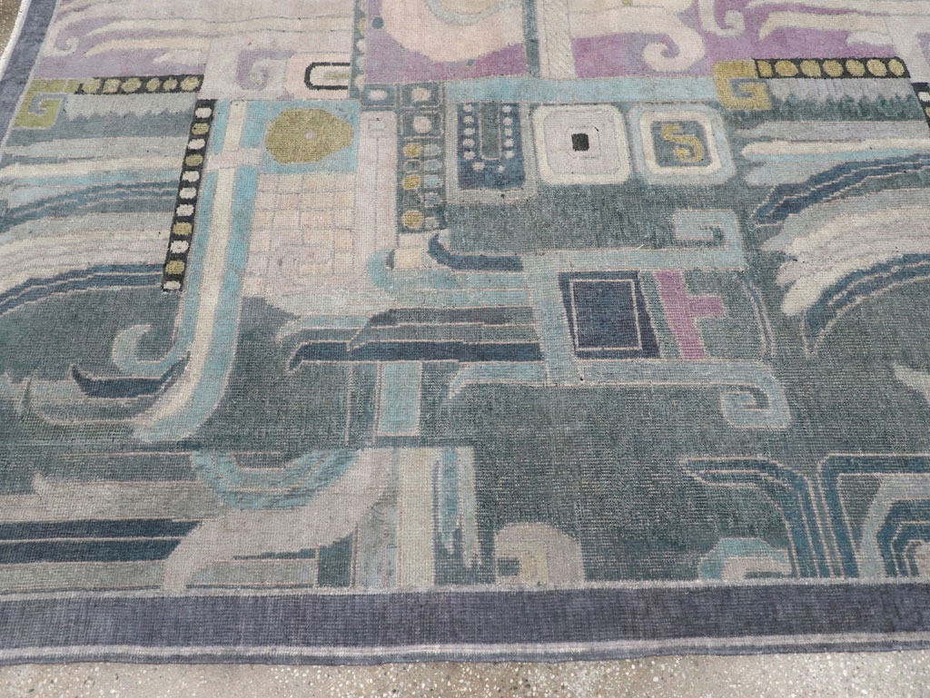 Vintage Turkish Art Deco Room Size Carpet, No.31637 - Galerie Shabab