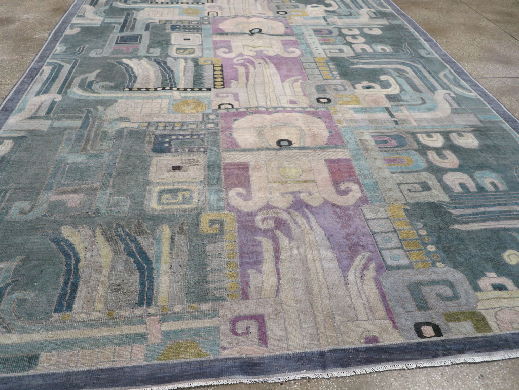 Vintage Turkish Art Deco Room Size Carpet, No.31637 - Galerie Shabab