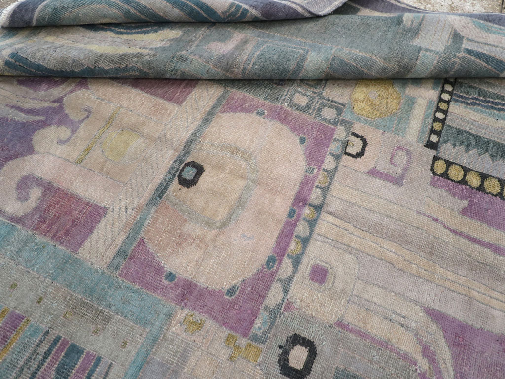 Vintage Turkish Art Deco Room Size Carpet, No.31637 - Galerie Shabab