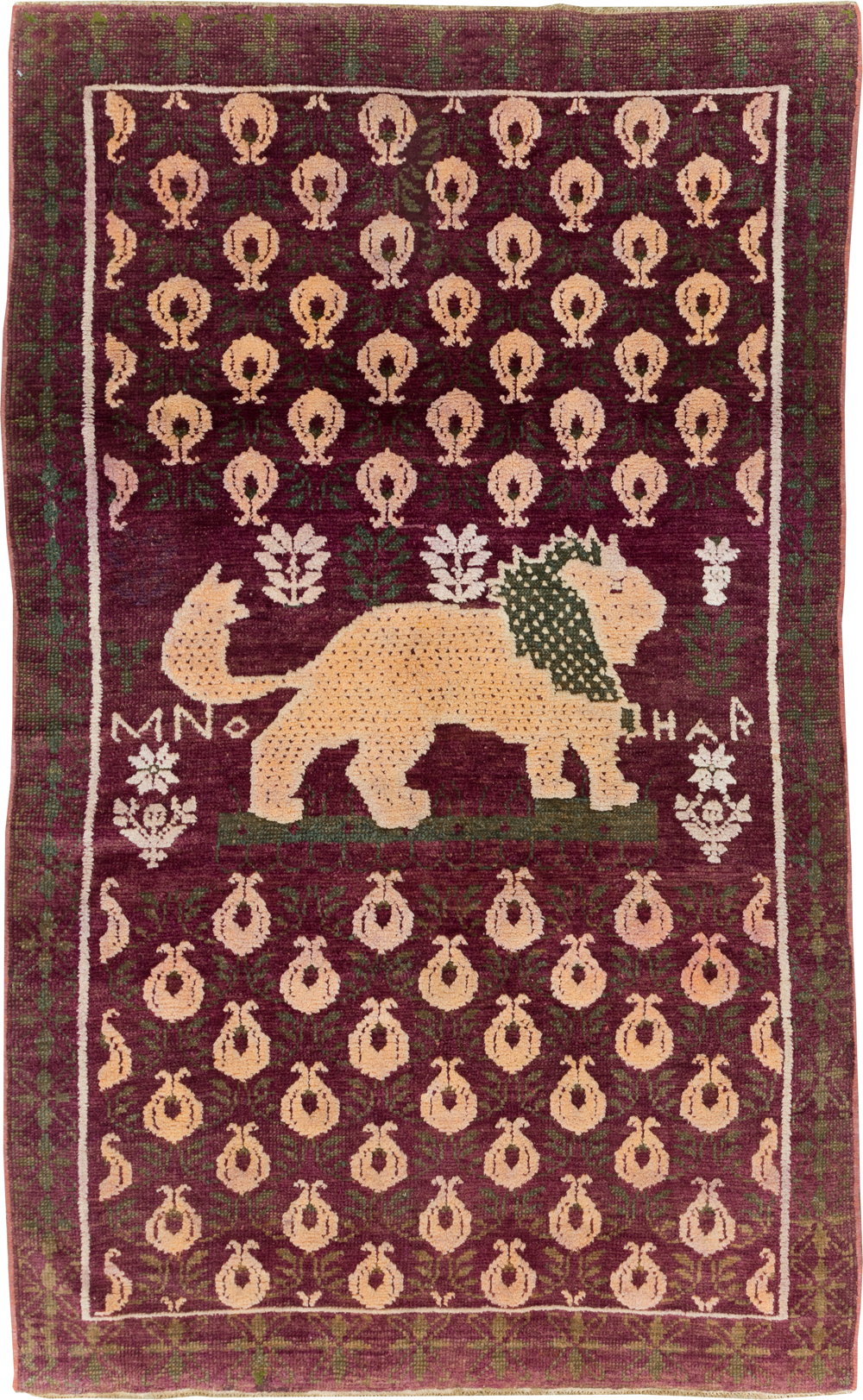 Vintage Pictorial Cotton Agra Rug, No.31638 - Galerie Shabab