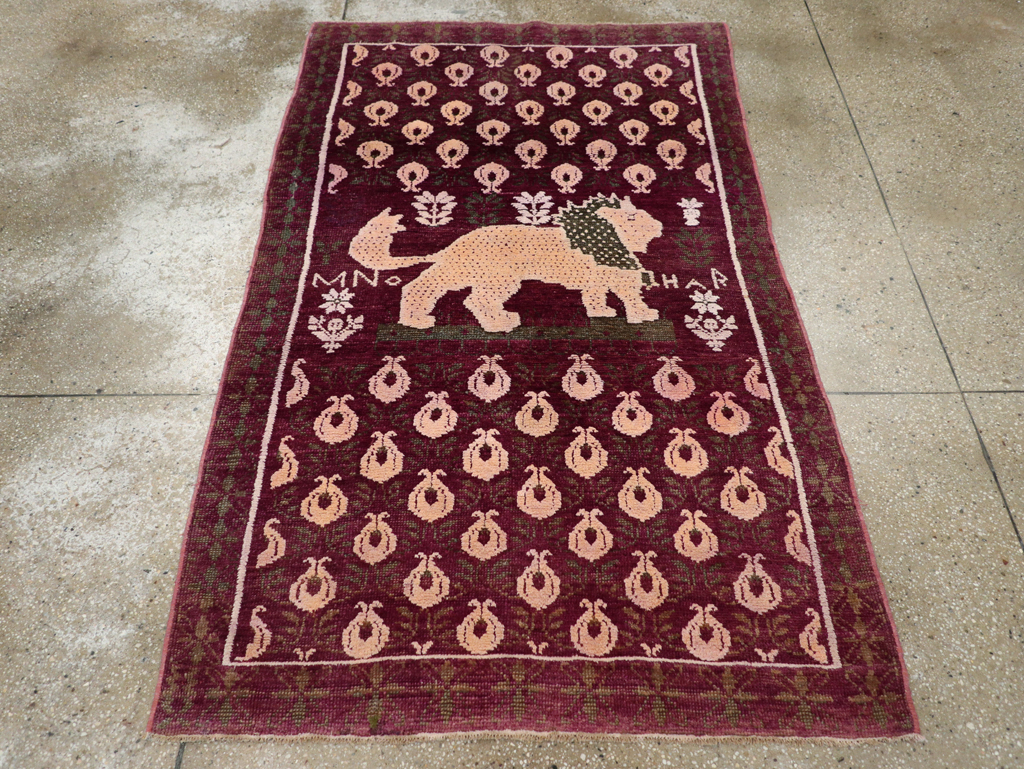 Vintage Pictorial Cotton Agra Rug, No.31638 - Galerie Shabab