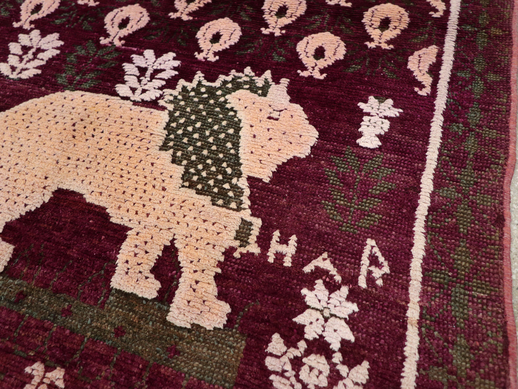 Vintage Pictorial Cotton Agra Rug, No.31638 - Galerie Shabab