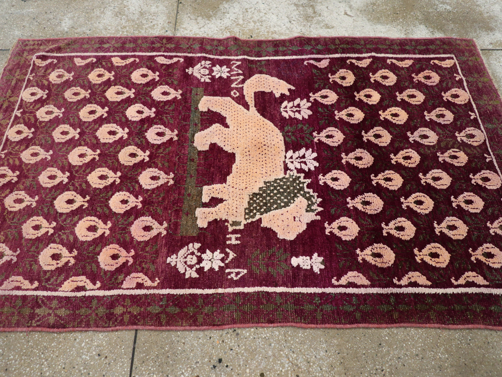 Vintage Pictorial Cotton Agra Rug, No.31638 - Galerie Shabab
