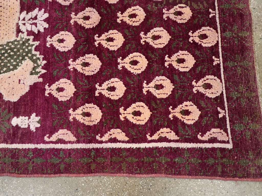 Vintage Pictorial Cotton Agra Rug, No.31638 - Galerie Shabab