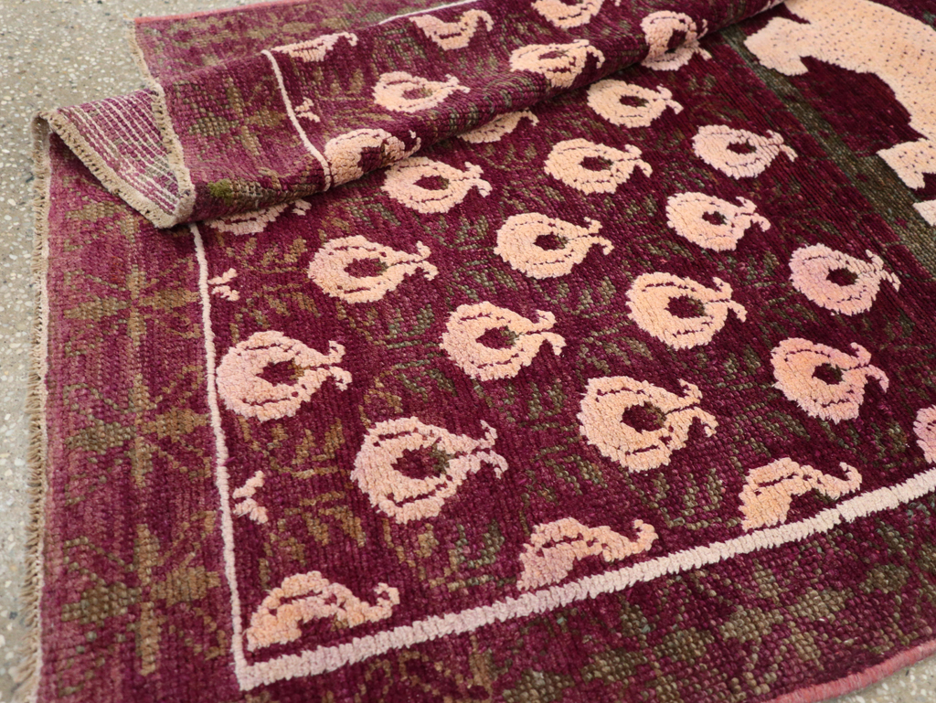 Vintage Pictorial Cotton Agra Rug, No.31638 - Galerie Shabab