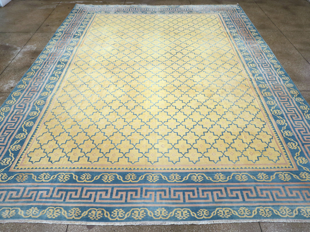 Vintage Indian Flatweave Dhurrie Large Room Size Carpet, No.31642 - Galerie Shabab