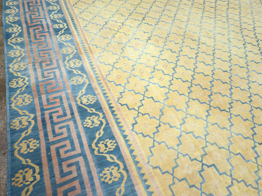 Vintage Indian Flatweave Dhurrie Large Room Size Carpet, No.31642 - Galerie Shabab