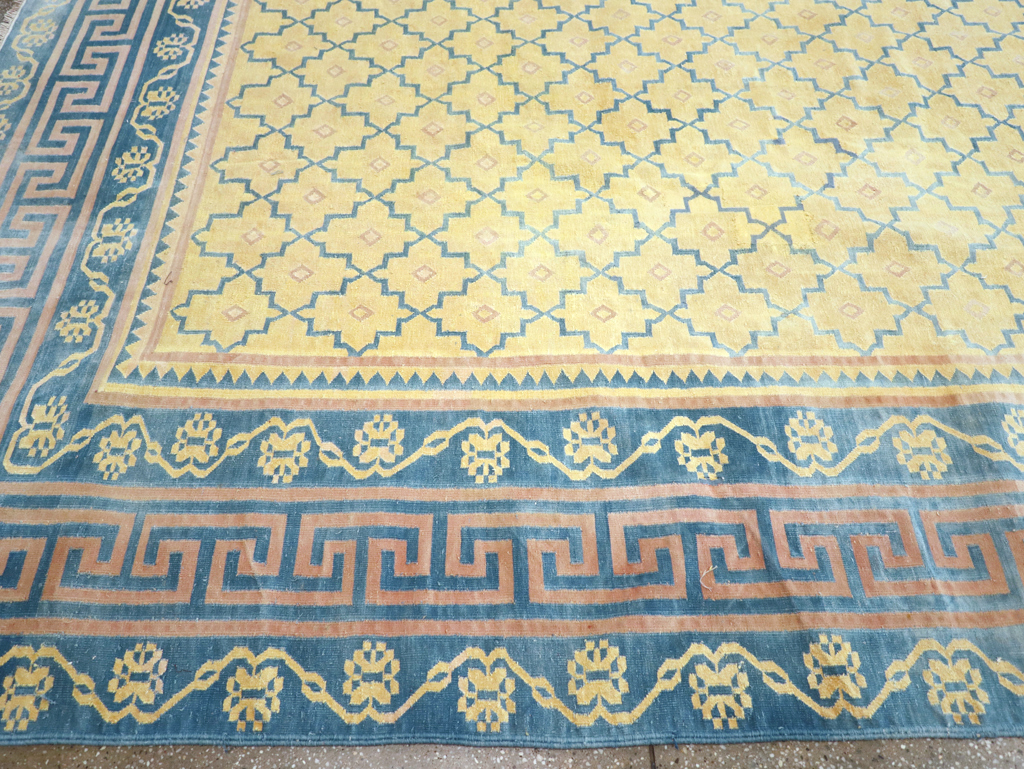 Vintage Indian Flatweave Dhurrie Large Room Size Carpet, No.31642 - Galerie Shabab
