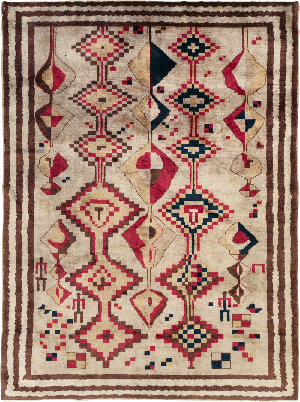 Vintage Turkish Tribal Art Deco Accent Carpet, No.31655 - Galerie Shabab