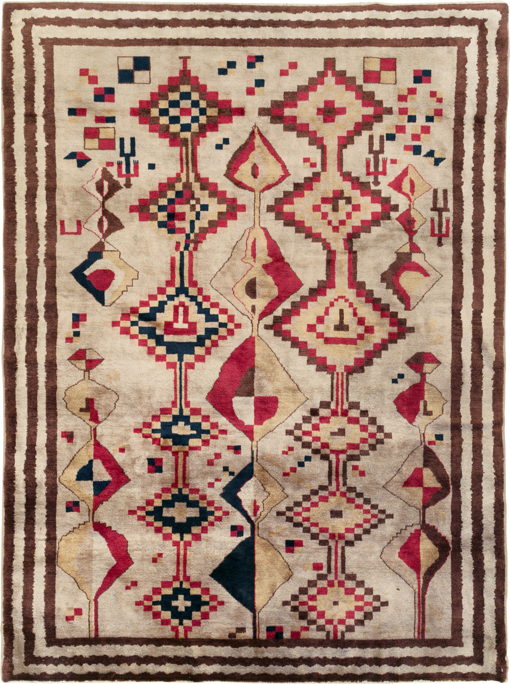 Vintage Turkish Tribal Art Deco Accent Carpet, No.31655 - Galerie Shabab
