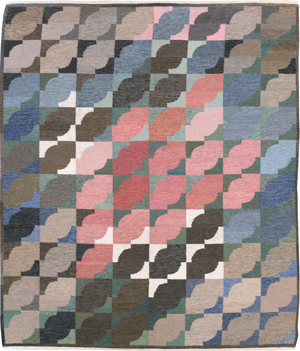 Vintage Swedish Flatweave Kilim Small Room Size Carpet, No.31678 - Galerie Shabab