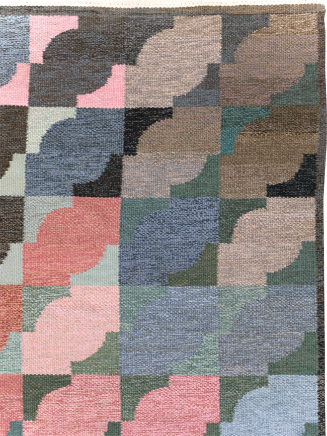 Vintage Swedish Flatweave Kilim Small Room Size Carpet, No.31678 - Galerie Shabab