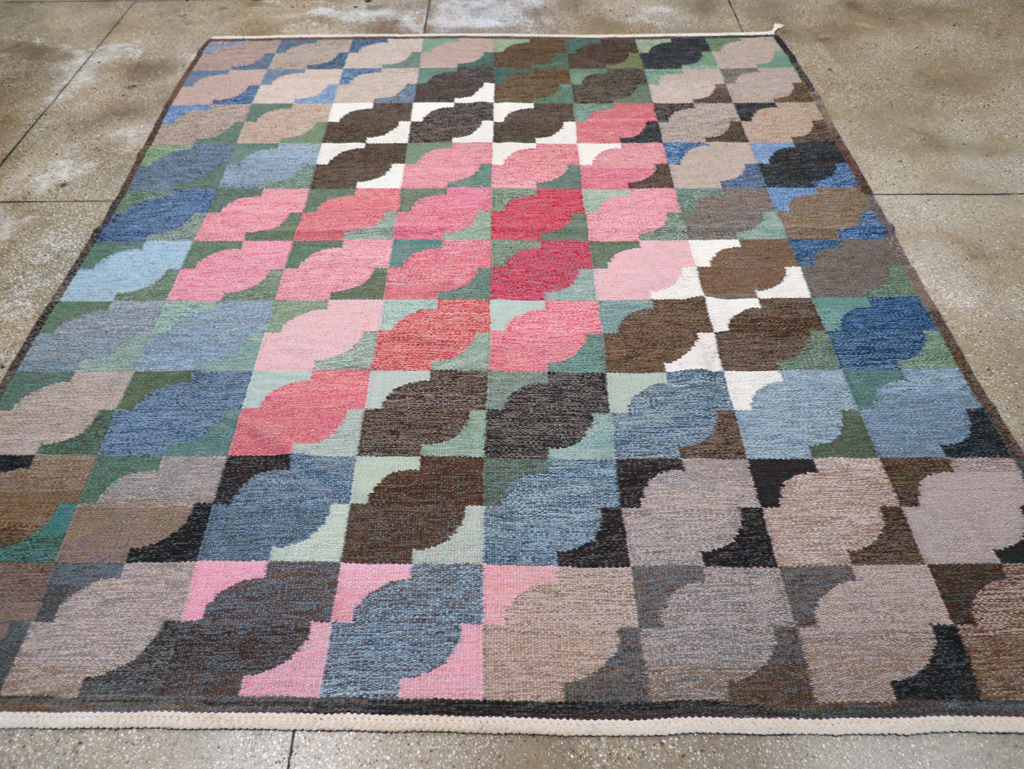 Vintage Swedish Flatweave Kilim Small Room Size Carpet, No.31678 - Galerie Shabab