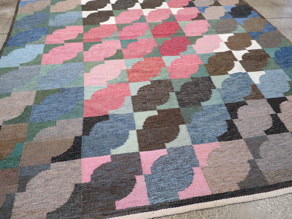 Vintage Swedish Flatweave Kilim Small Room Size Carpet, No.31678 - Galerie Shabab