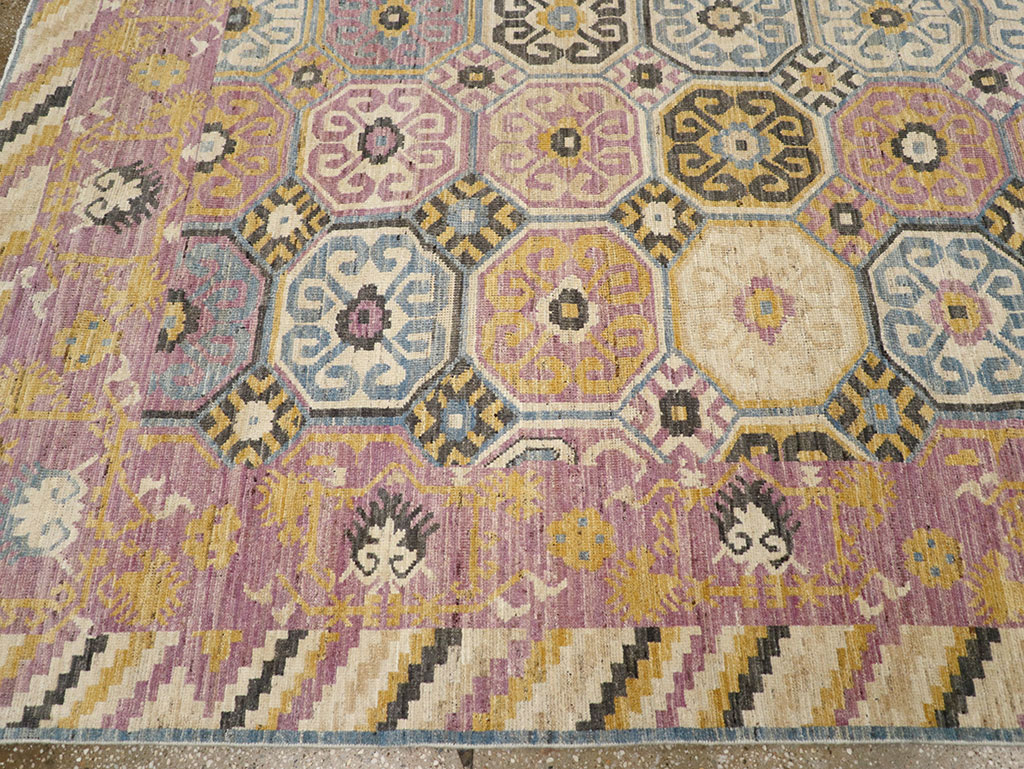 Contemporary East Turkestan Khotan Room Size Carpet, No.31719 - Galerie Shabab