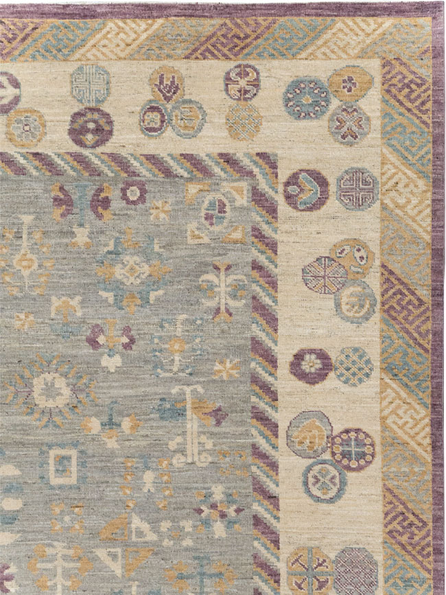 Modern East Turkestan Khotan Room Size Carpet, No.31731 - Galerie Shabab
