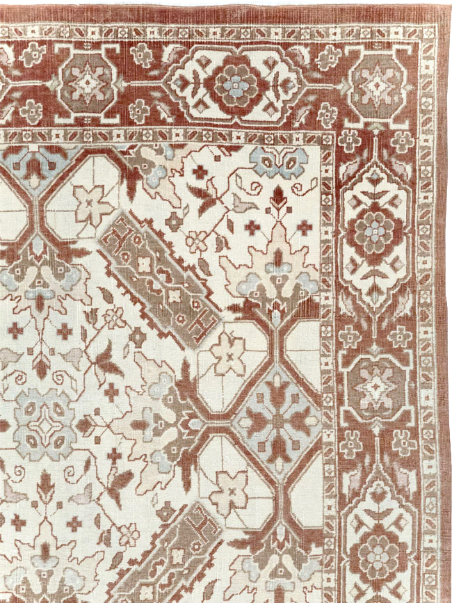 Vintage Indian Cotton Agra Small Room Size Carpet, No.31739 - Galerie Shabab