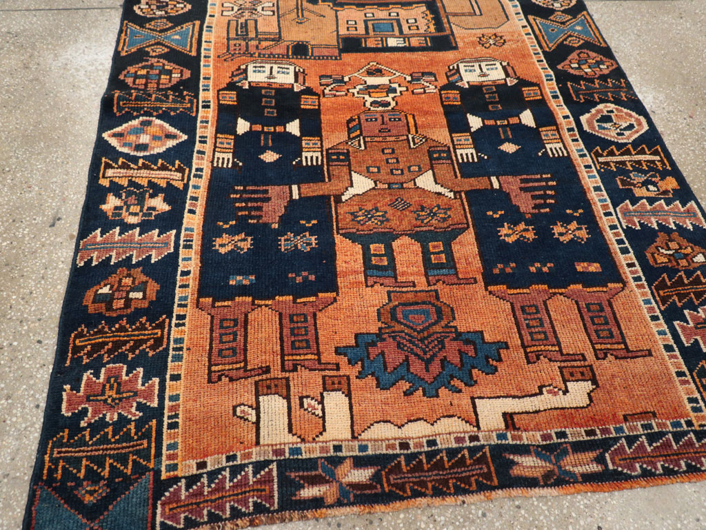 Vintage Persian Pictorial Bakhtiari Accent Rug, No.31743 - Galerie Shabab