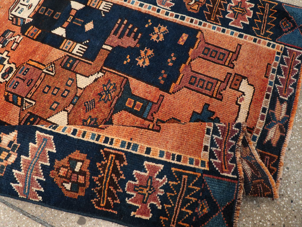 Vintage Persian Pictorial Bakhtiari Accent Rug, No.31743 - Galerie Shabab