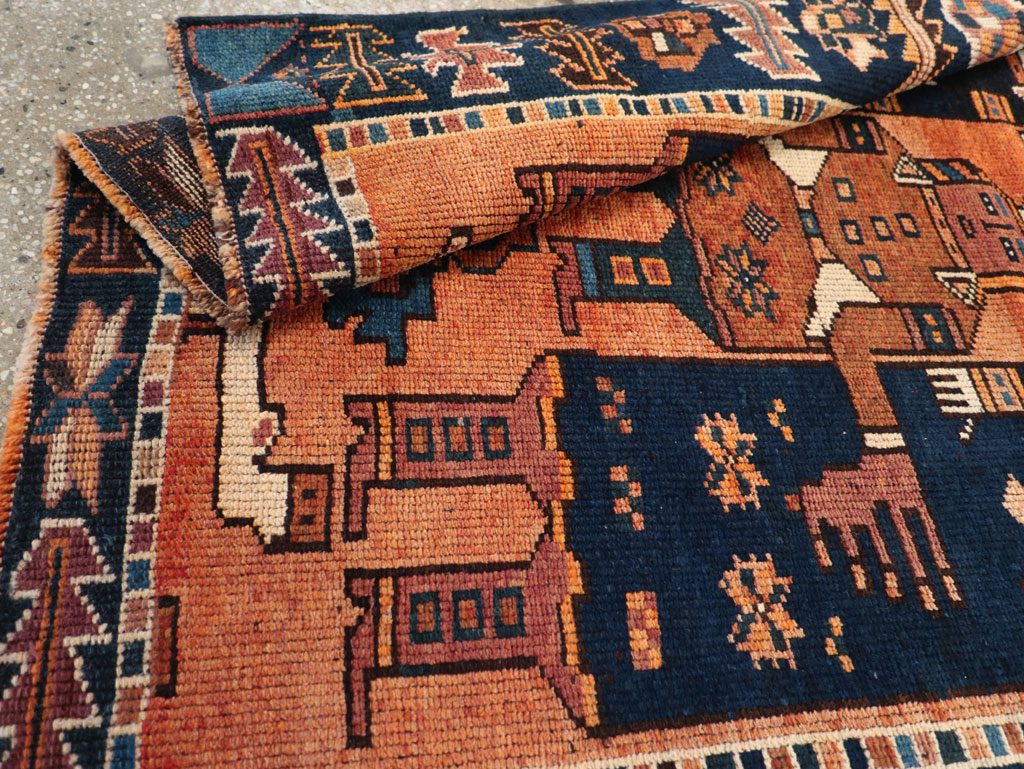 Vintage Persian Pictorial Bakhtiari Accent Rug, No.31743 - Galerie Shabab