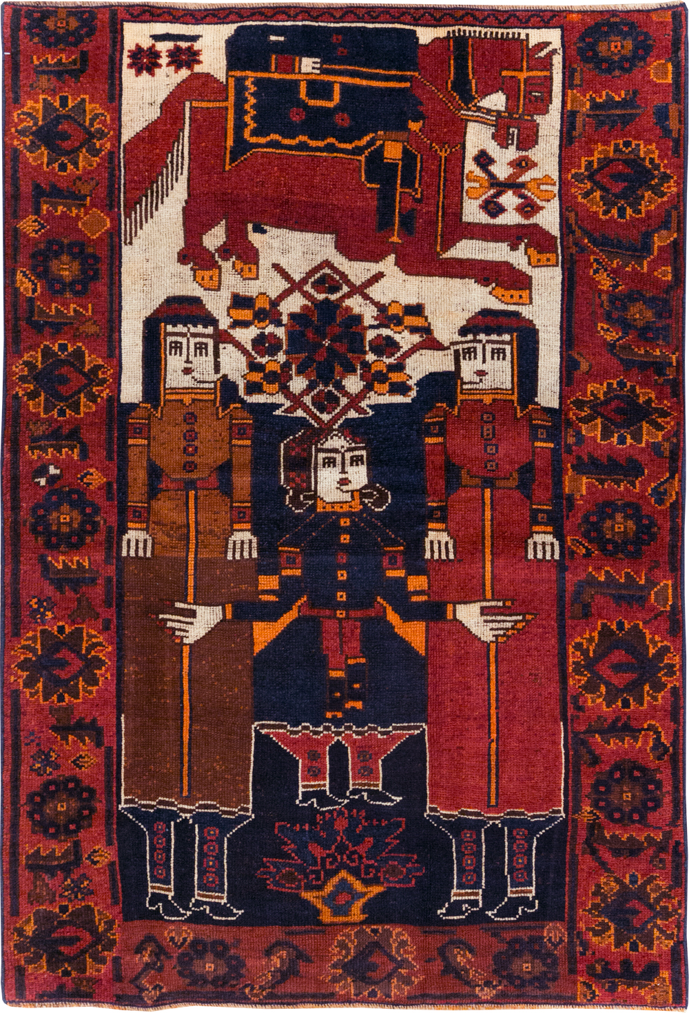Vintage Persian Bakhtiari Pictorial Rug, No.31749 - Galerie Shabab