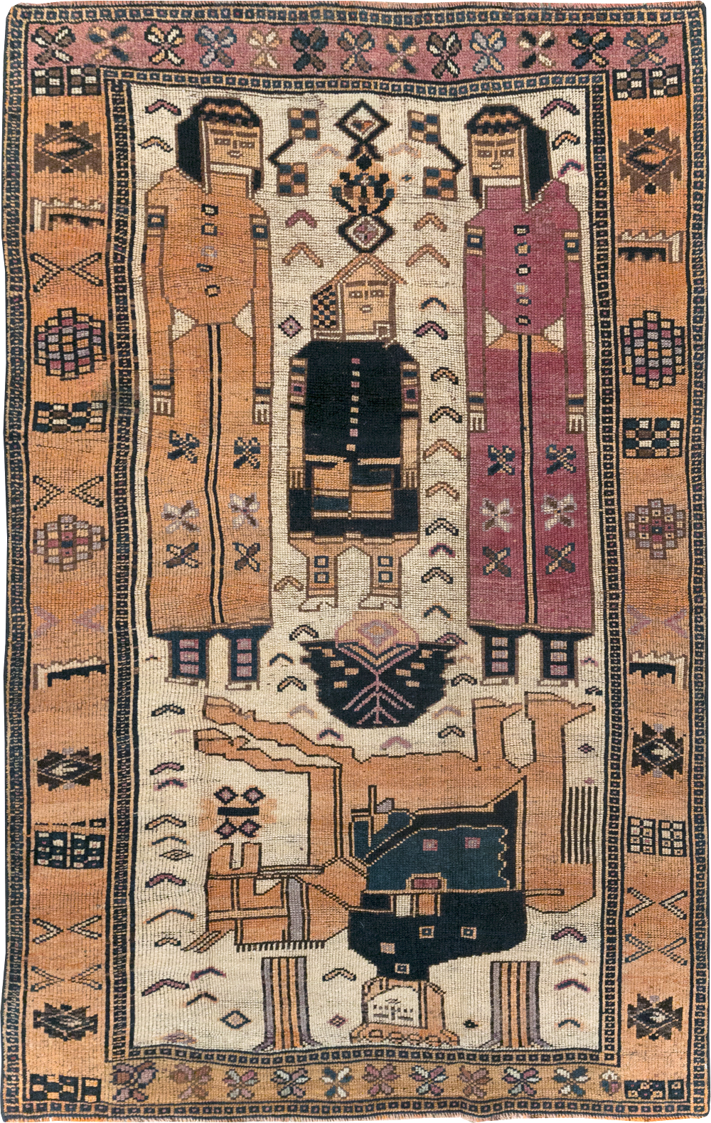 Vintage Persian Bakhtiari Pictorial Rug, No.31750 - Galerie Shabab