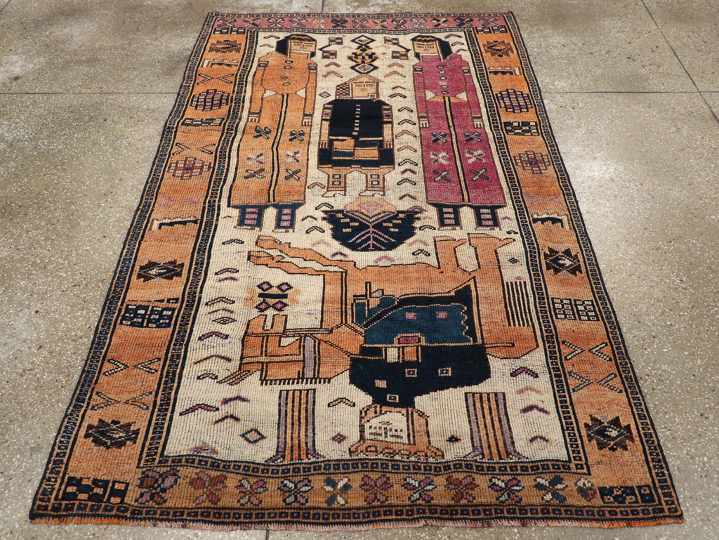 Vintage Persian Bakhtiari Pictorial Rug, No.31750 - Galerie Shabab