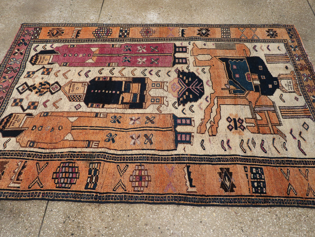 Vintage Persian Bakhtiari Pictorial Rug, No.31750 - Galerie Shabab