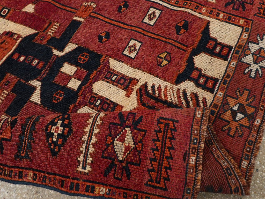 Vintage Persian Pictorial Bakhtiari Tribal Accent Rug, No.31751 - Galerie Shabab