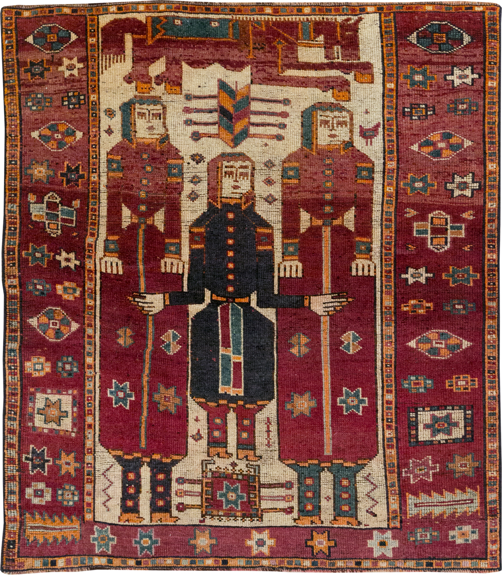 Vintage Persian Bakhtiari Pictorial Rug, No.31752 - Galerie Shabab